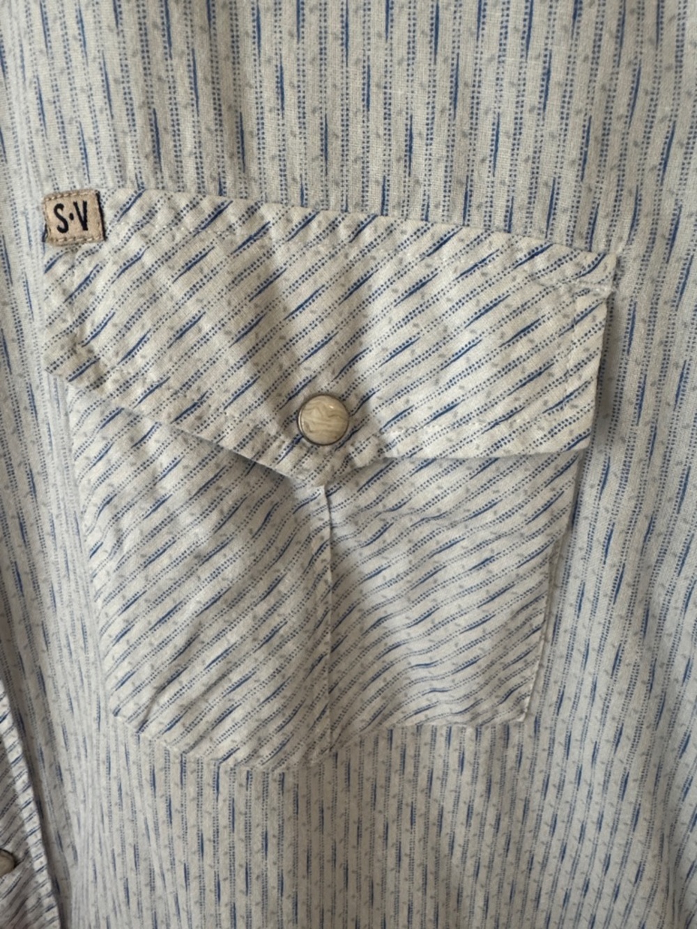 Salt Valley Western Men's Light Blue Stripe Snap-Down Shirt - Picture 4 of 6